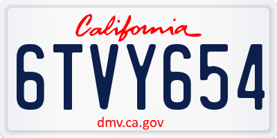 CA license plate 6TVY654