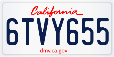 CA license plate 6TVY655