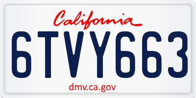 CA license plate 6TVY663