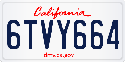 CA license plate 6TVY664