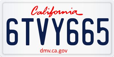CA license plate 6TVY665