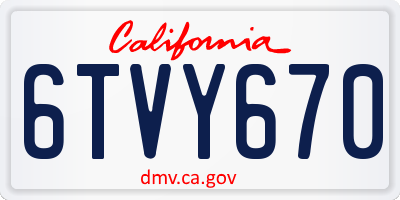 CA license plate 6TVY670