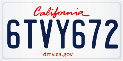 CA license plate 6TVY672