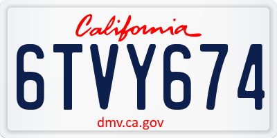 CA license plate 6TVY674