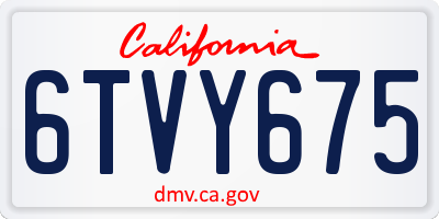 CA license plate 6TVY675