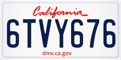 CA license plate 6TVY676