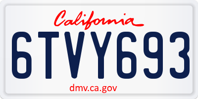 CA license plate 6TVY693