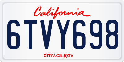 CA license plate 6TVY698