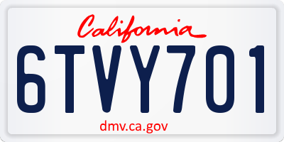 CA license plate 6TVY701