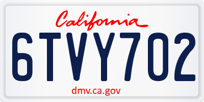 CA license plate 6TVY702