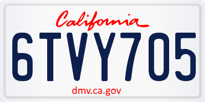 CA license plate 6TVY705