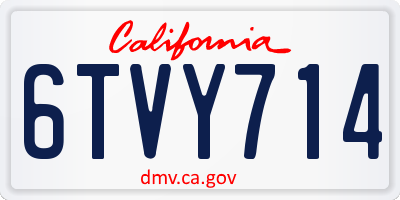 CA license plate 6TVY714