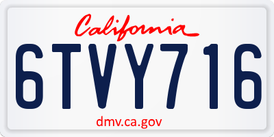 CA license plate 6TVY716