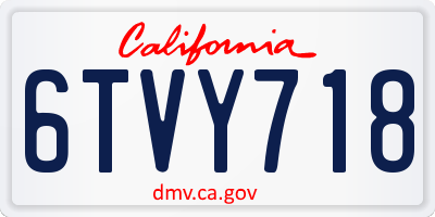 CA license plate 6TVY718