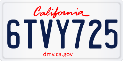 CA license plate 6TVY725