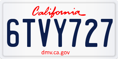 CA license plate 6TVY727