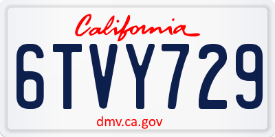 CA license plate 6TVY729