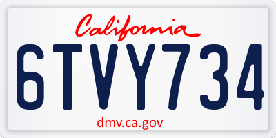 CA license plate 6TVY734
