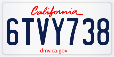 CA license plate 6TVY738