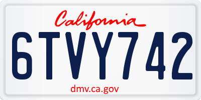 CA license plate 6TVY742