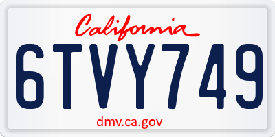 CA license plate 6TVY749