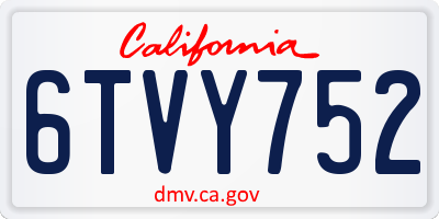 CA license plate 6TVY752