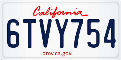 CA license plate 6TVY754