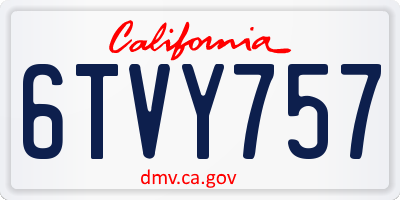 CA license plate 6TVY757