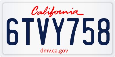 CA license plate 6TVY758