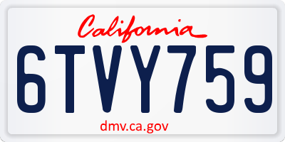 CA license plate 6TVY759