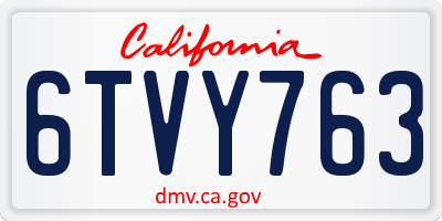 CA license plate 6TVY763