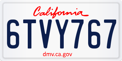 CA license plate 6TVY767