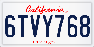 CA license plate 6TVY768