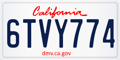 CA license plate 6TVY774