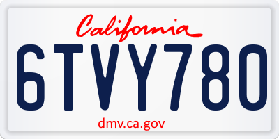 CA license plate 6TVY780