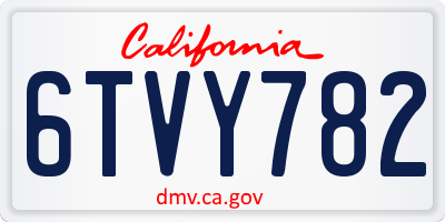 CA license plate 6TVY782