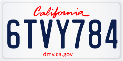 CA license plate 6TVY784