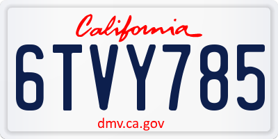 CA license plate 6TVY785