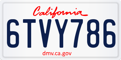 CA license plate 6TVY786