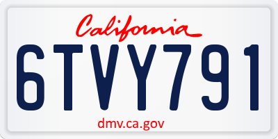 CA license plate 6TVY791