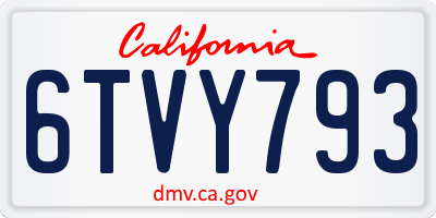 CA license plate 6TVY793