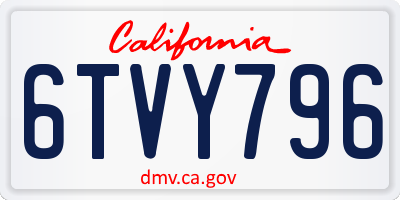 CA license plate 6TVY796