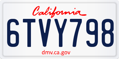 CA license plate 6TVY798