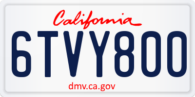 CA license plate 6TVY800