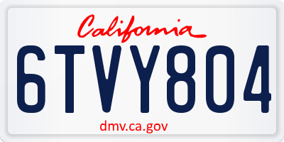 CA license plate 6TVY804