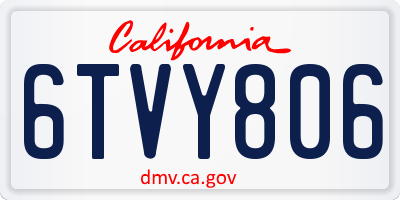 CA license plate 6TVY806