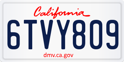 CA license plate 6TVY809