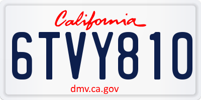 CA license plate 6TVY810