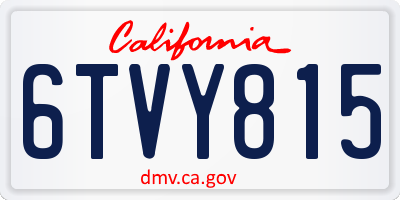 CA license plate 6TVY815