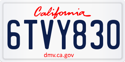 CA license plate 6TVY830